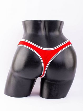 Стринги в рубчик с белым поясом и черной полоской  - фото 3