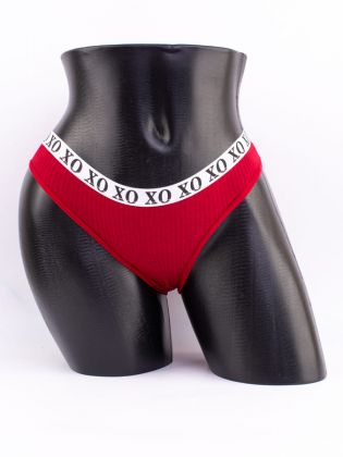 Слипы в рубчик с эластичным поясом и надписью "XO" - фото 1