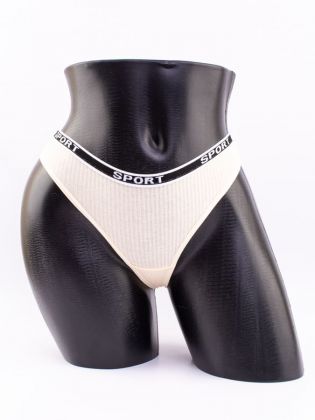Стринги в рубчик с надписью "sport" - фото 1