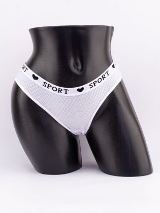 Слипы вафельные с белым поясом с надписью "sport" - фото 1