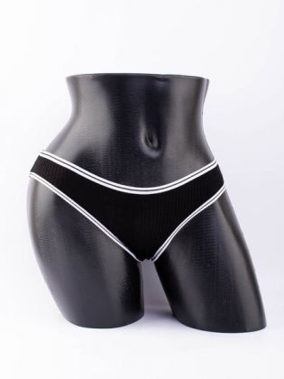 Слипы в рубчик с белым поясом и черной полоской  - фото 1