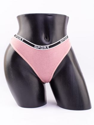 Стринги в рубчик с надписью "sport" - фото 1