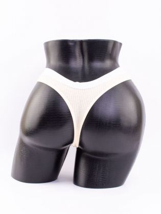 Стринги в рубчик с белым поясом - фото 3