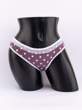 Слипы в крупный горошек с кружевом - фото 1