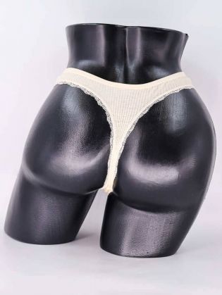 Стринги в рубчик с бахромой - фото 3