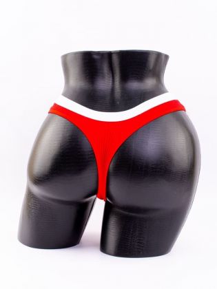 Стринги в рубчик с белым поясом - фото 3