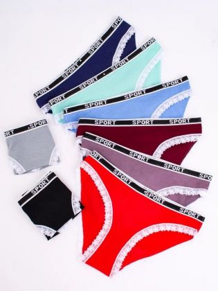 Слипы с кружевной окантовкой и эластичным поясом с надписью "sport" - фото 2