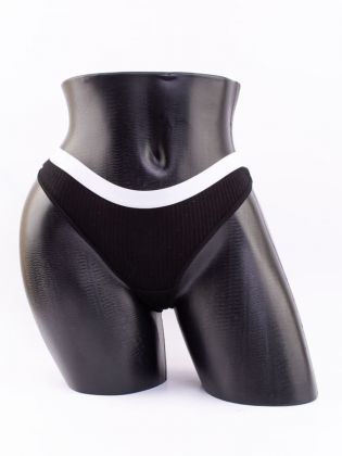 Стринги в рубчик с белым поясом - фото 1