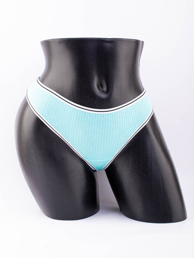 Стринги в рубчик с белым поясом и черной полоской 