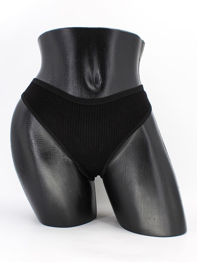 Стринги в рубчик с черной полоской