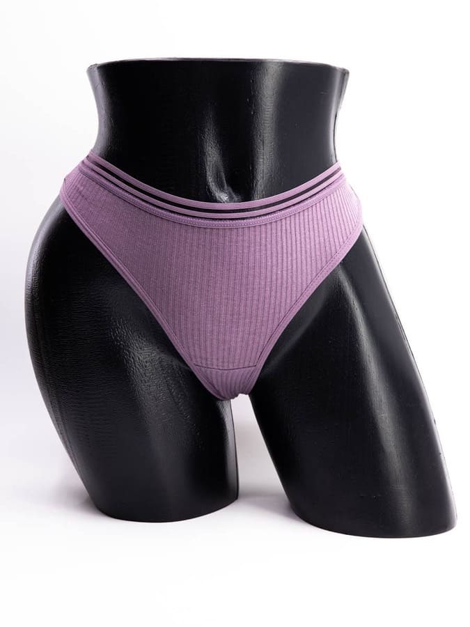 Стринги в рубчик с прозрачным поясом