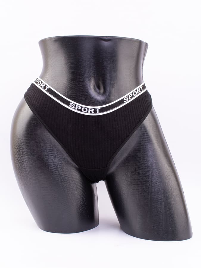 Стринги в рубчик с надписью "sport"