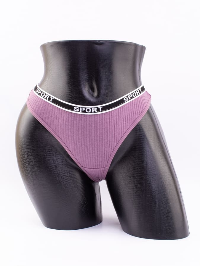 Стринги в рубчик с надписью "sport"
