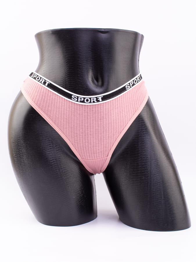 Стринги в рубчик с надписью "sport"