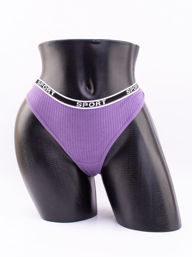Стринги в рубчик с надписью "sport"