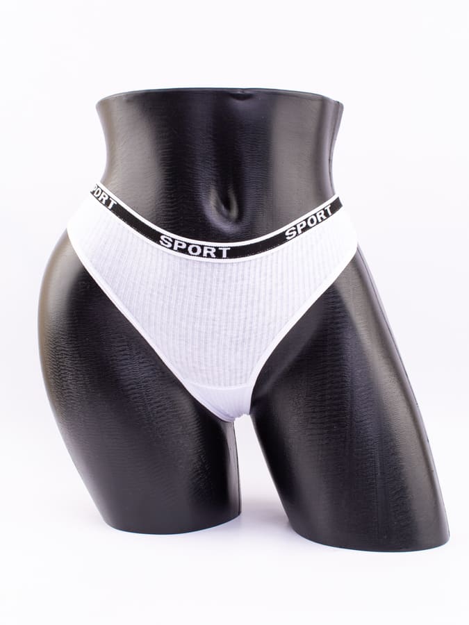Стринги в рубчик с надписью "sport"