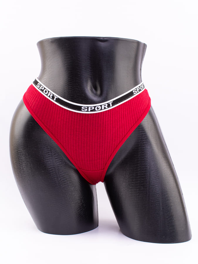 Стринги в рубчик с надписью "sport"