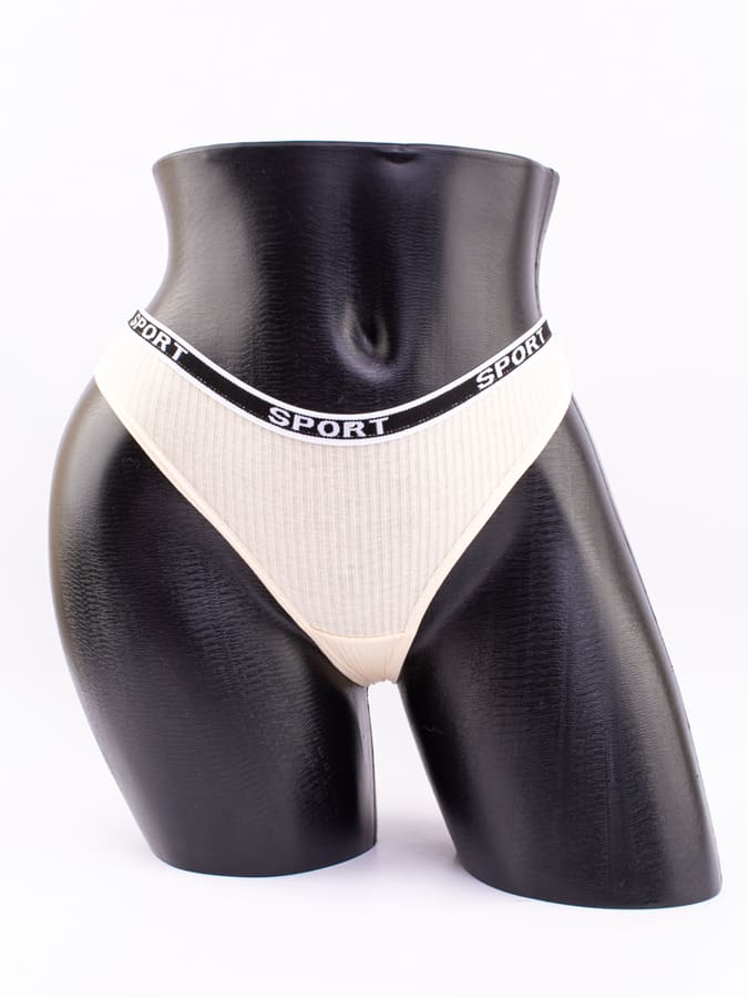 Стринги в рубчик с надписью "sport"