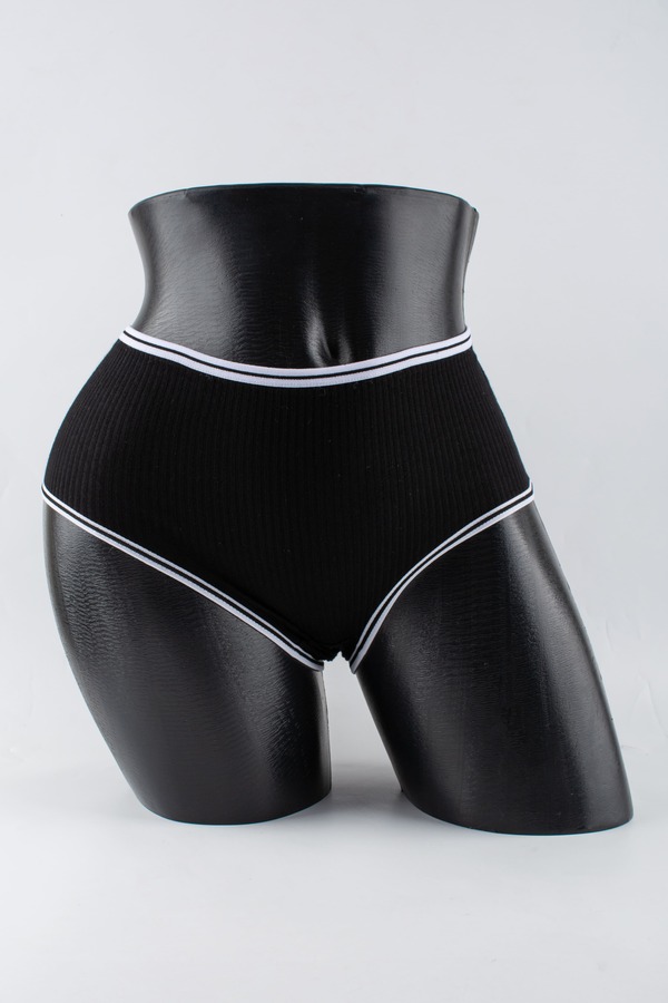 Слипы в рубчик с белым поясом и черной полоской 