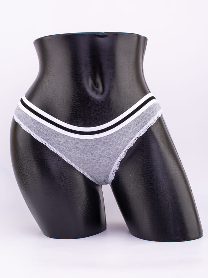 Слипы вафельные с эластичным поясом и кружевной окантовкой 