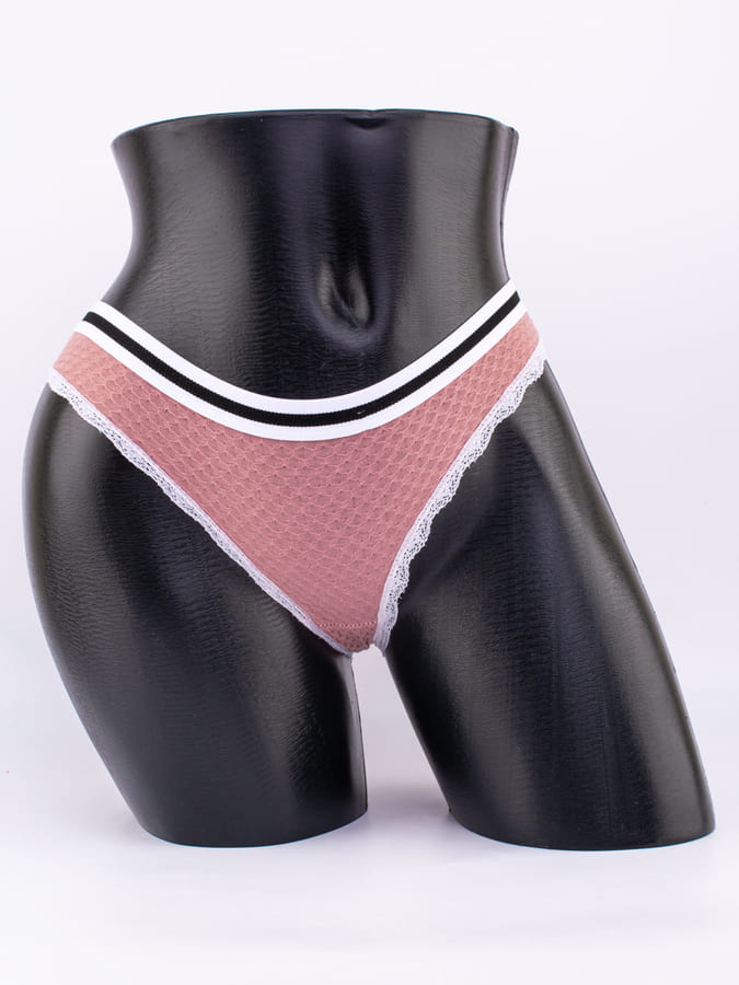 Слипы вафельные с эластичным поясом и кружевной окантовкой 