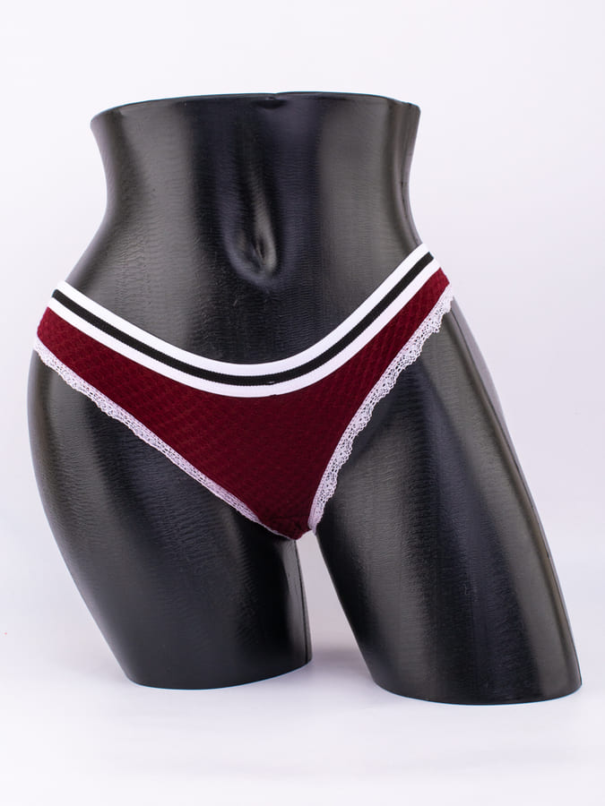 Слипы вафельные с эластичным поясом и кружевной окантовкой 