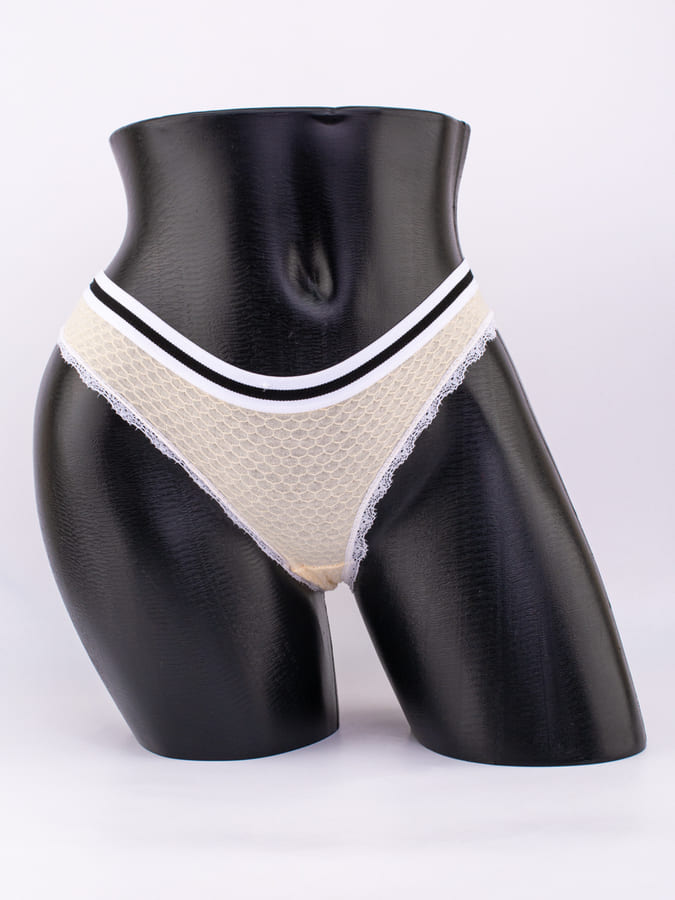 Слипы вафельные с эластичным поясом и кружевной окантовкой 