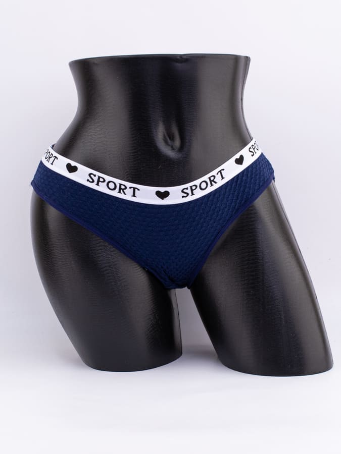 Слипы вафельные с белым поясом с надписью "sport"