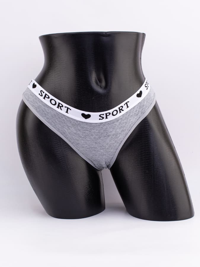 Слипы вафельные с белым поясом с надписью "sport"