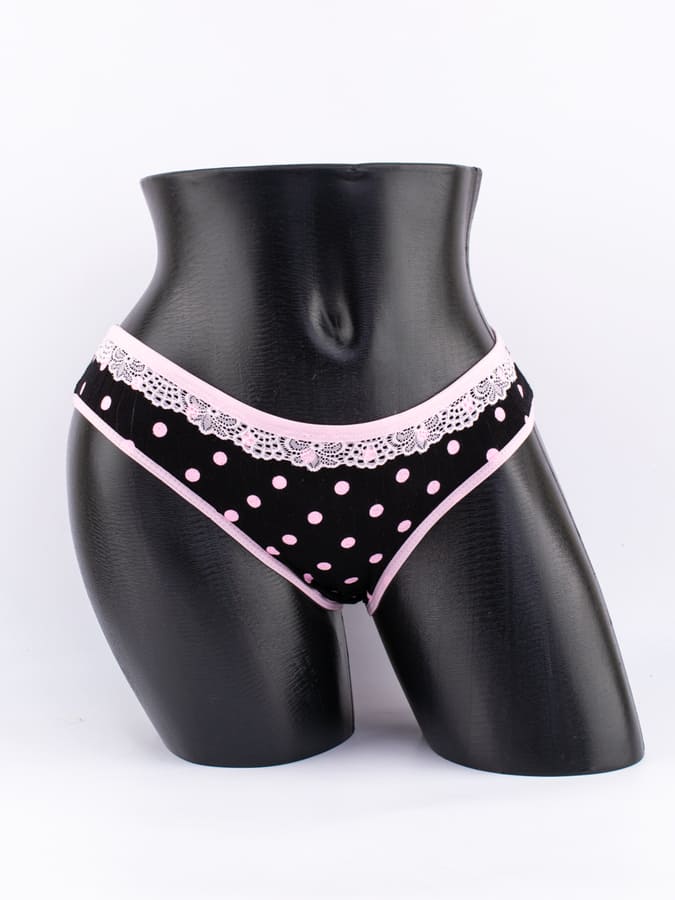 Слипы в крупный горошек с кружевом