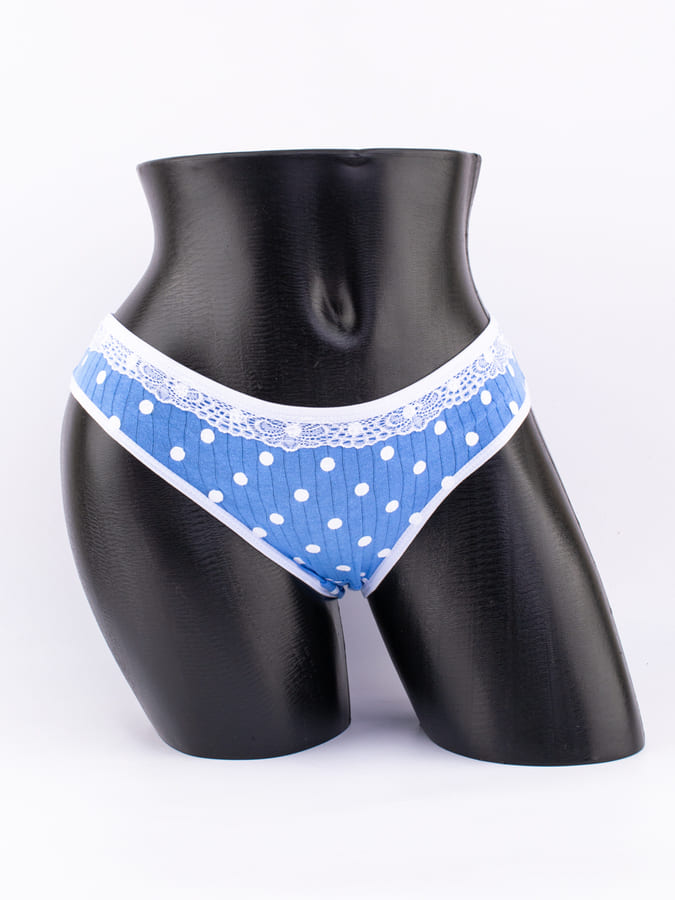 Слипы в крупный горошек с кружевом