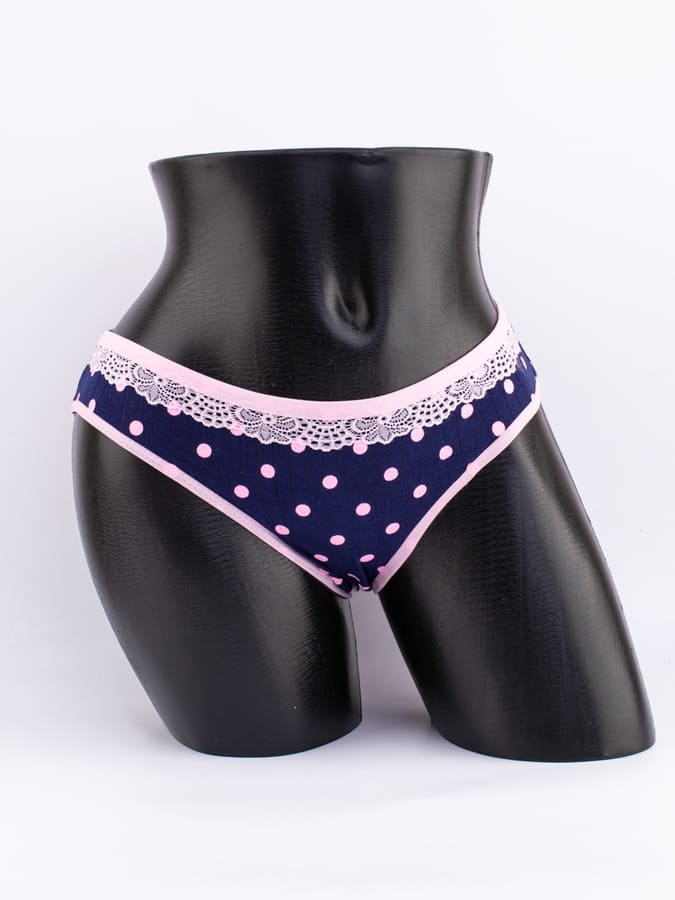 Слипы в крупный горошек с кружевом