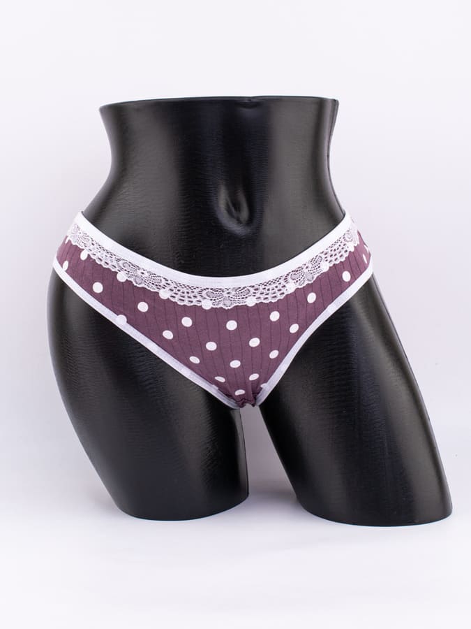 Слипы в крупный горошек с кружевом