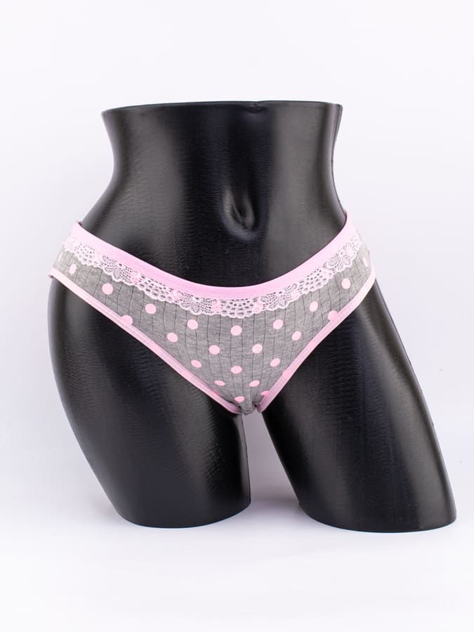 Слипы в крупный горошек с кружевом