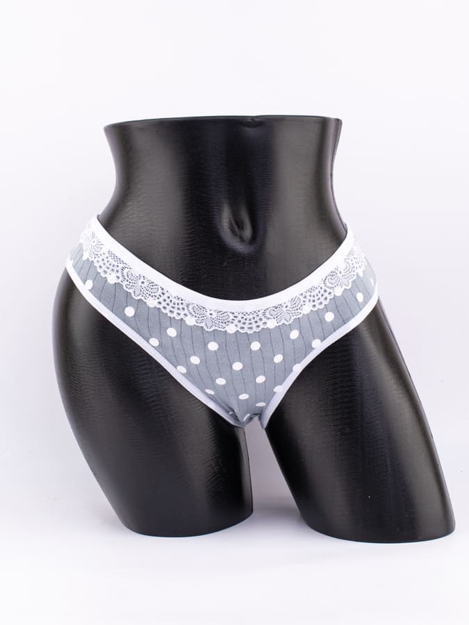 Слипы в крупный горошек с кружевом