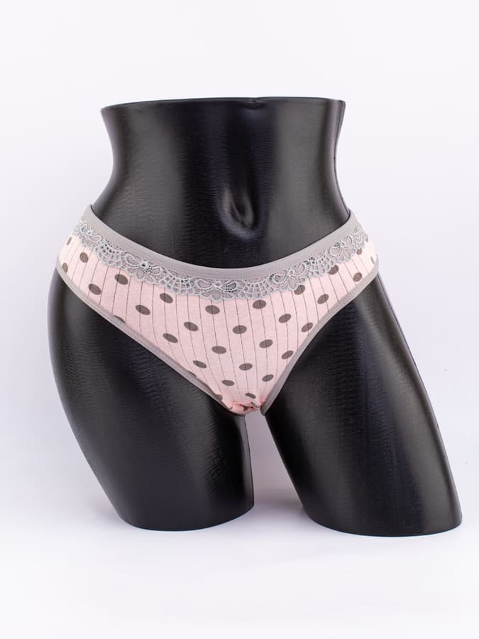 Слипы в крупный горошек с кружевом