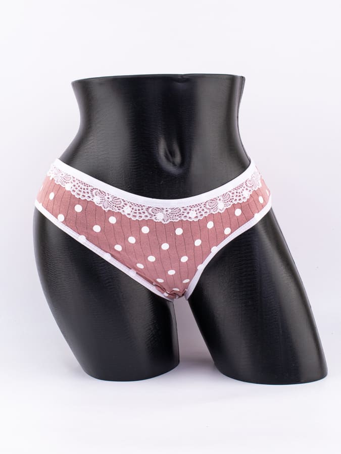 Слипы в крупный горошек с кружевом