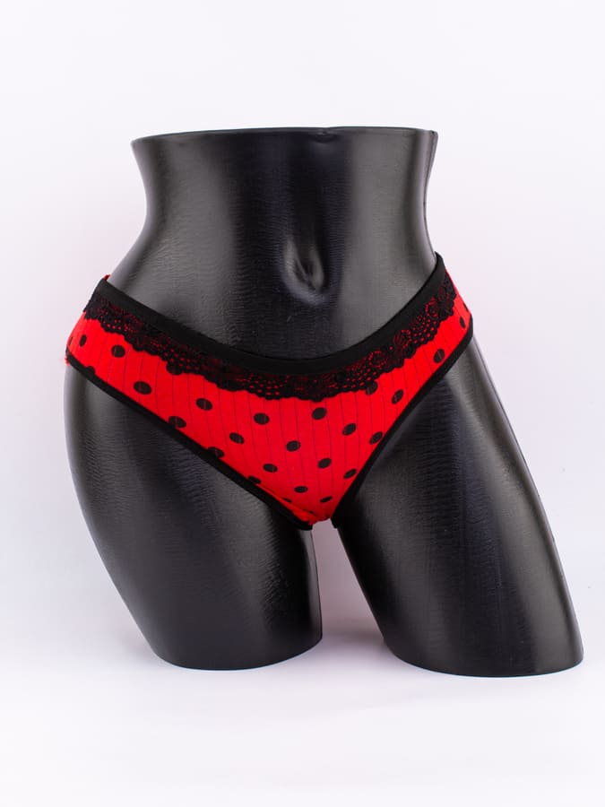 Слипы в крупный горошек с кружевом