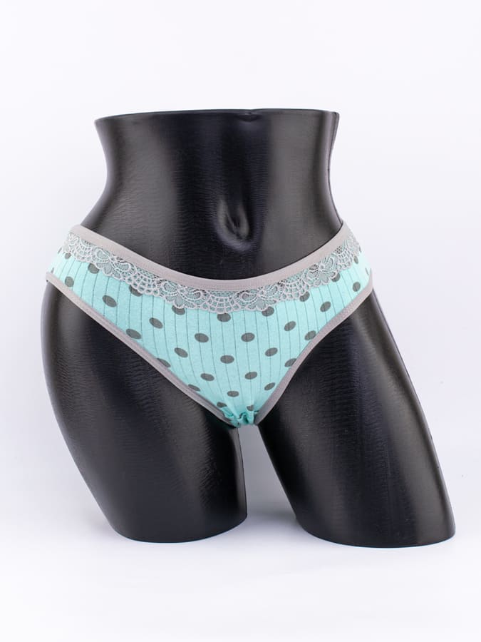 Слипы в крупный горошек с кружевом