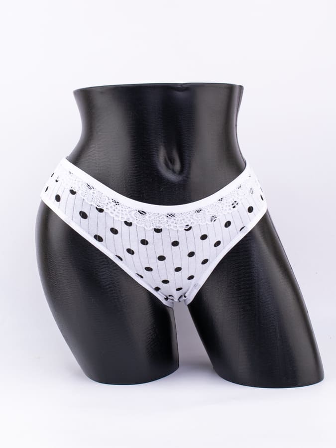 Слипы в крупный горошек с кружевом