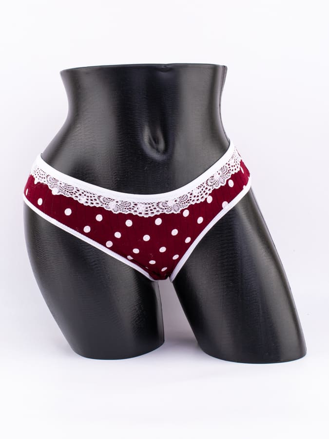 Слипы в крупный горошек с кружевом