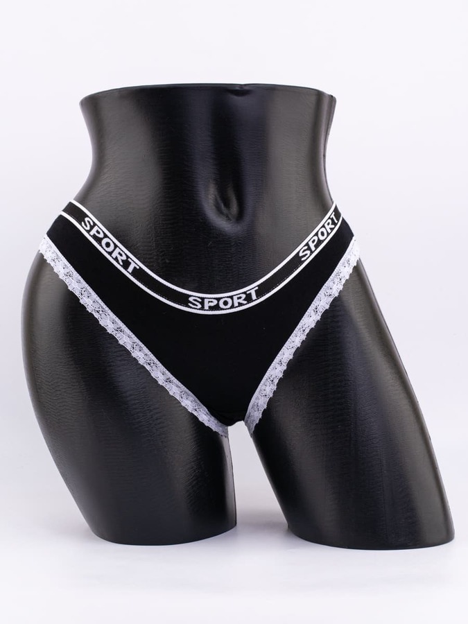 Слипы с кружевной окантовкой и эластичным поясом с надписью "sport"