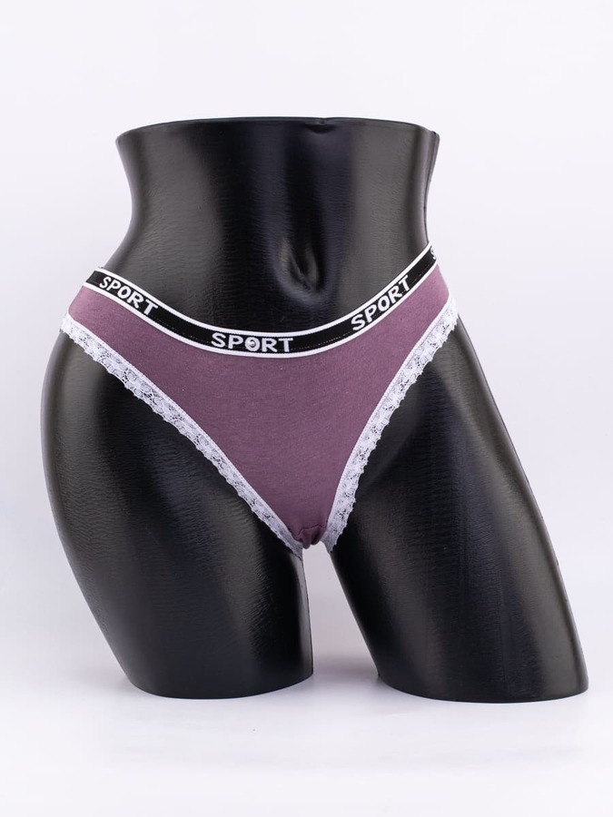 Слипы с кружевной окантовкой и эластичным поясом с надписью "sport"