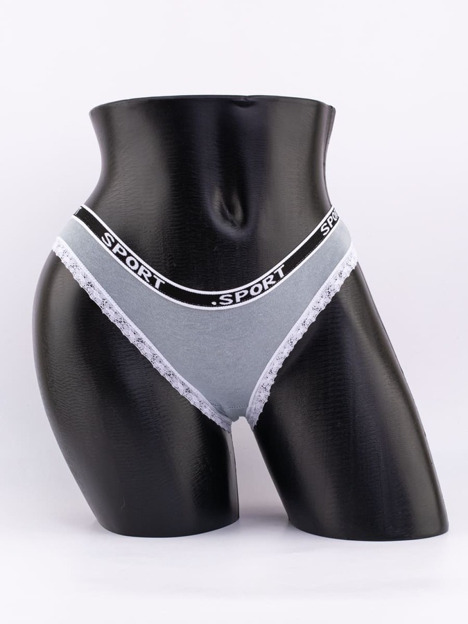 Слипы с кружевной окантовкой и эластичным поясом с надписью "sport"