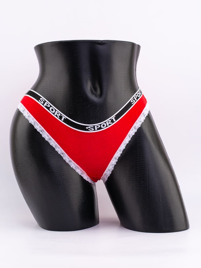 Слипы с кружевной окантовкой и эластичным поясом с надписью "sport"