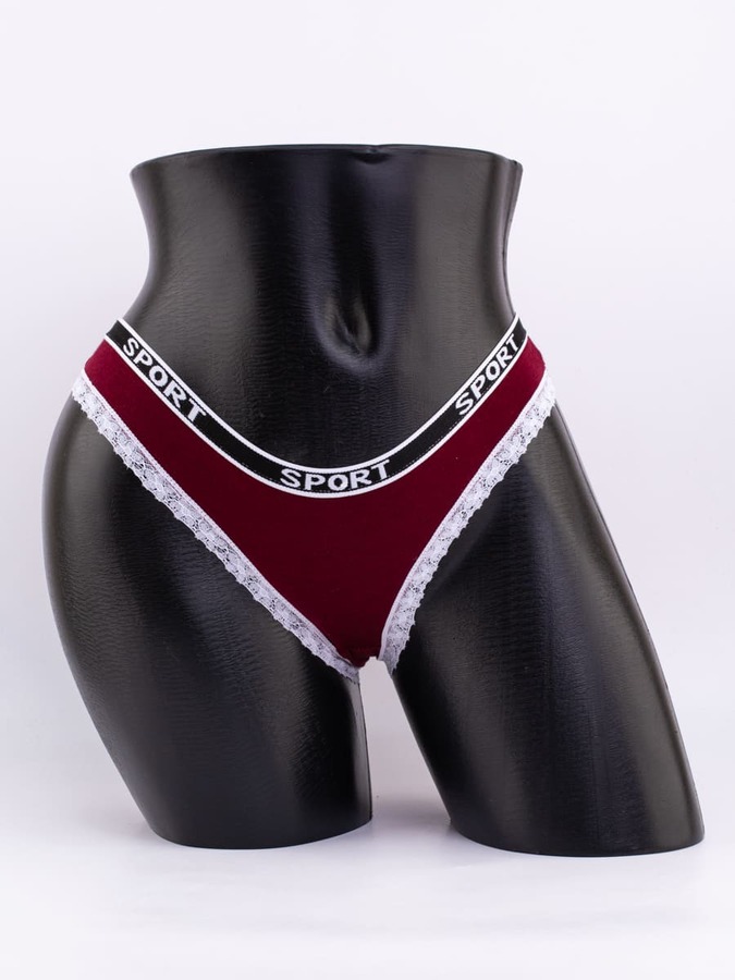 Слипы с кружевной окантовкой и эластичным поясом с надписью "sport"